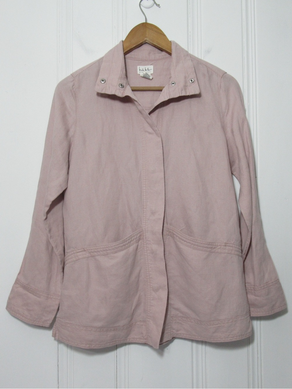 Nicole Miller New York Linen Blend Blush Pink Utility Jacket Size XS